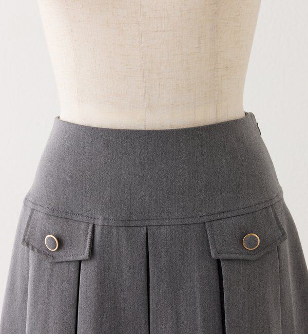  「金ボタンボックスプリーツミニスカート」|スカート|