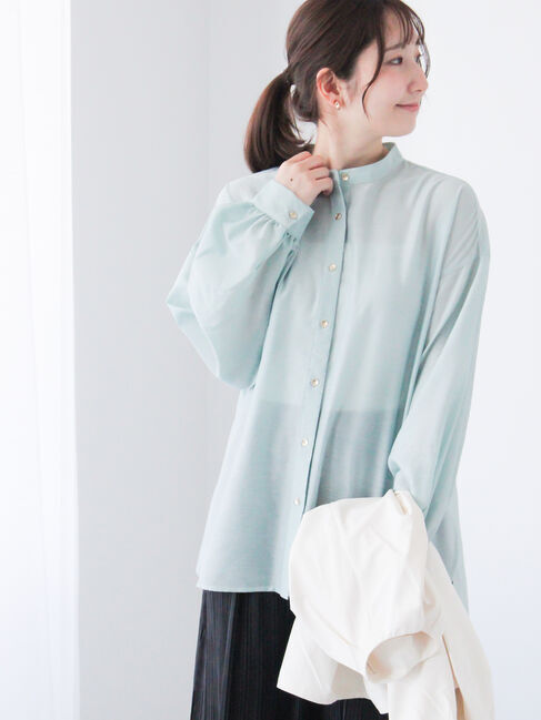 Te chichi TERRASSE「メタル釦バンドカラーオーバーシャツ」|シャツ・ブラウス|ミント