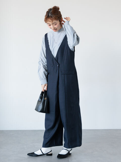 Lugnoncure「麻調オールインワン《2025spring catalog item》」|オールインワン|ネイビー