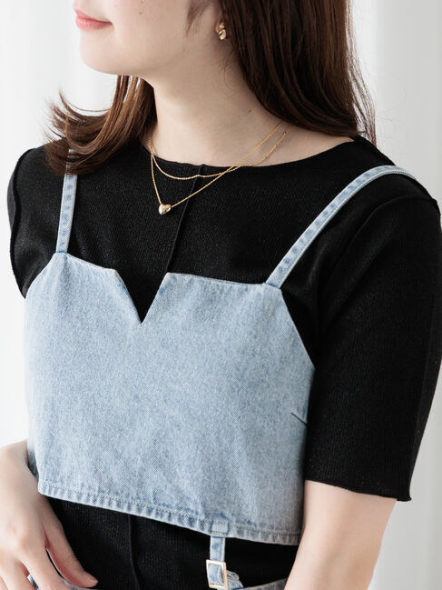 Te chichi TERRASSE「ラメテレコハーフスリーブトップス」|Tシャツ・カットソー|