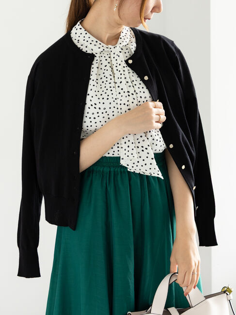 Te chichi「ハイツイストコットンクルーカーディガン」|カーディガン|ブラック