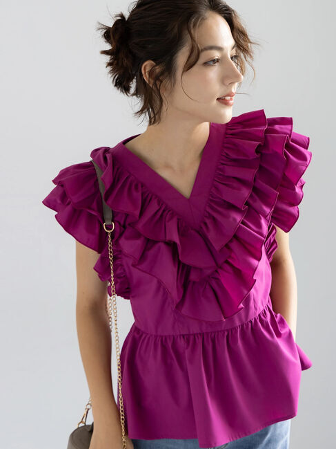 Te chichi「ギャザーフリルペプラムブラウス」|シャツ・ブラウス|