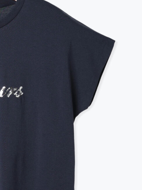 Te chichi TERRASSE「【接触冷感】スパンコールロゴフレンチスリーブTシャツ」|Tシャツ・カットソー|