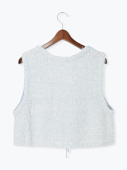 Te chichi TERRASSE「ポンポンヤーンニットショートベスト」|ダウンベスト・ベスト|