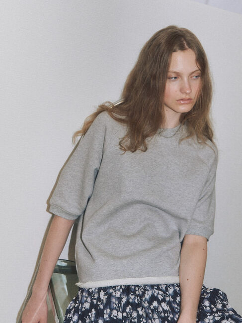 Lugnoncure「ソフトタッチミニ裏毛半袖プルオーバー《2025autumn catalog item》」|Tシャツ・カットソー|グレー