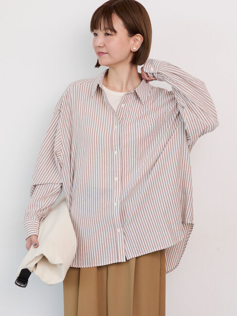 Lugnoncure「無地/柄アソートレギュラーオーバーシャツ」|シャツ・ブラウス|ベージュ