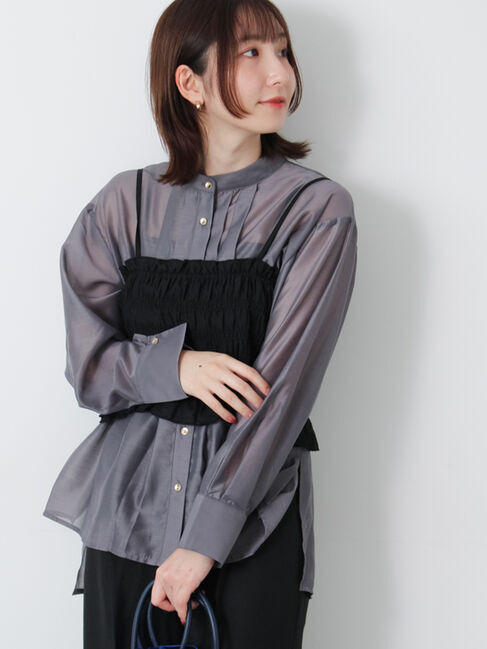 Te chichi TERRASSE「フロントタック入りシアーシャツ」|シャツ・ブラウス|グレー