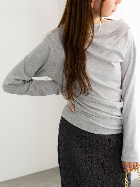 Te chichi「スムースアシメロングスリーブプルオーバー《2025Autumn catalog vol.2 item》」|Tシャツ・カットソー|グレー
