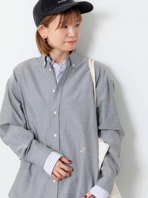 Lugnoncure「刺繍入りアソートオックスフォードシャツ《2025autumn catalog item》」|シャツ・ブラウス|グレー