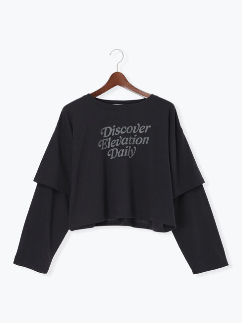 Te chichi TERRASSE「フェイクレイヤードプリントTシャツ」|Tシャツ・カットソー|チャコールグレー