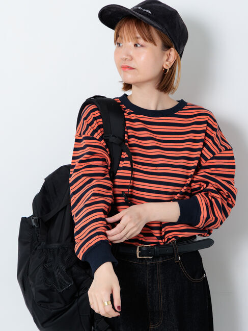 Lugnoncure「天竺マルチボーダー長袖カットソー」|その他|ネイビー