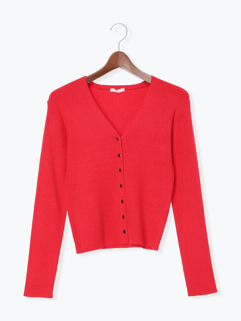 Te chichi「ウェーブメタル釦Vネックリブカーディガン」|カーディガン|