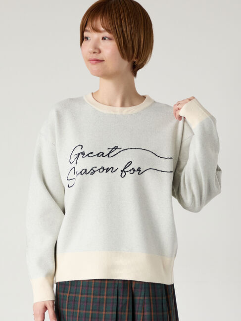 Lugnoncure「筆記体ロゴジャカードニット」|ニット・セーター|オフホワイト