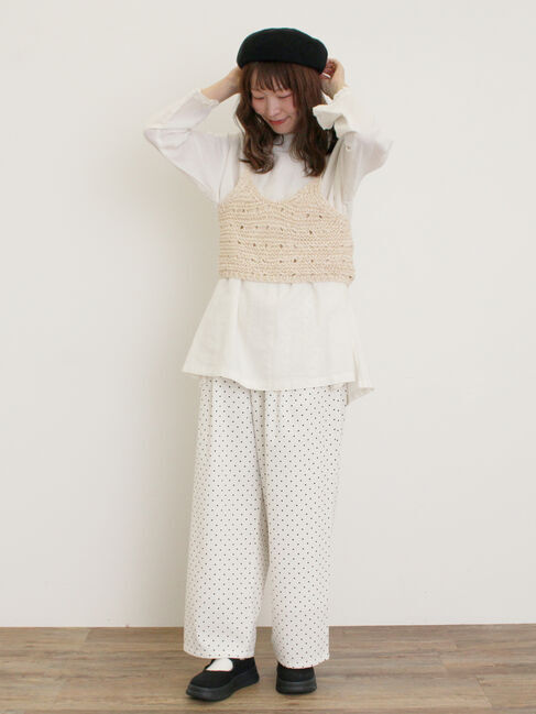 Samansa Mos2「【M/Lサイズ】ドット柄ストレートパンツ」|その他|