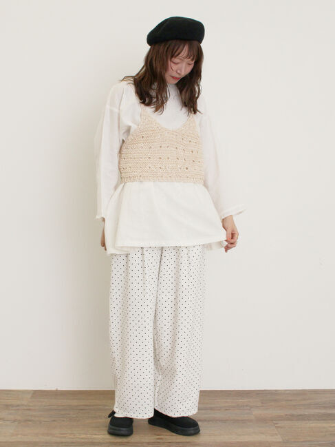 Samansa Mos2「【M/Lサイズ】ドット柄ストレートパンツ」|その他|