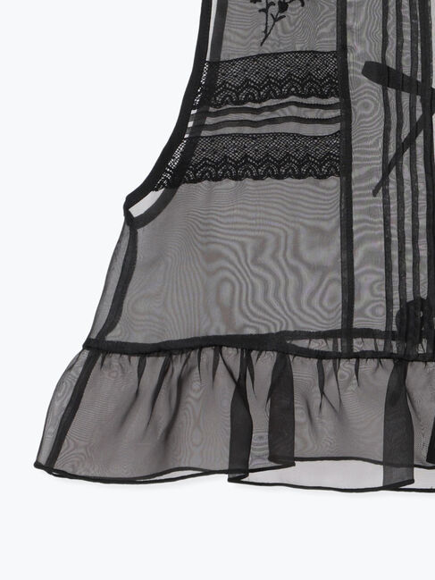 Samansa Mos2「オーガンジー刺繍ベスト」|ダウンベスト・ベスト|