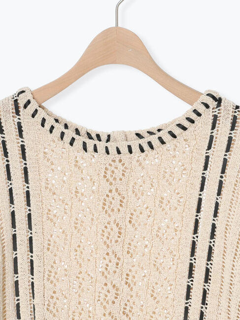 Samansa Mos2「透かし編み前後2WAYリボンニット」|カーディガン|