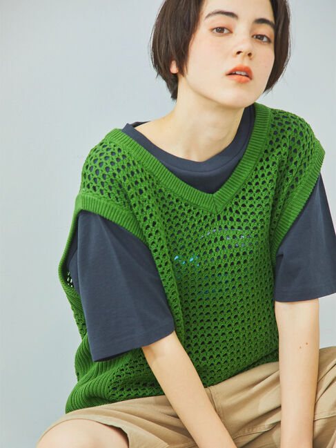 SM2「メッシュニットVネックベスト」|ダウンベスト・ベスト|
