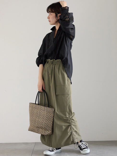 Samansa Mos2 blue「ナイロンカーゴスカート」|スカート|