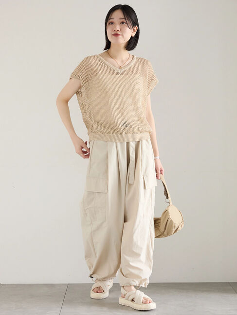 Samansa Mos2 blue「メランジラメメッシュニットベスト」|ニット・セーター|