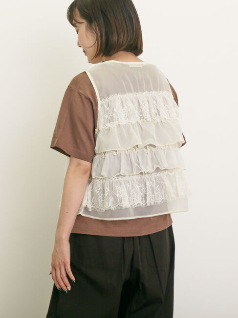 Samansa Mos2「異素材フリルベスト」|ダウンベスト・ベスト|