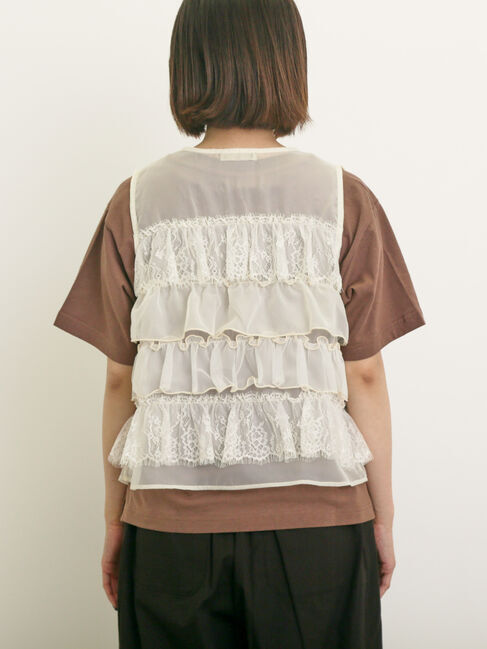 Samansa Mos2「異素材フリルベスト」|ダウンベスト・ベスト|