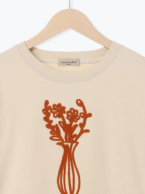 Samansa Mos2「花瓶柄コード刺繍Tシャツ」|Tシャツ・カットソー|