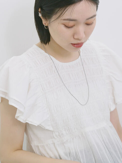 Samansa Mos2 blue「【Made in India】シャーリングブラウス」|シャツ・ブラウス|