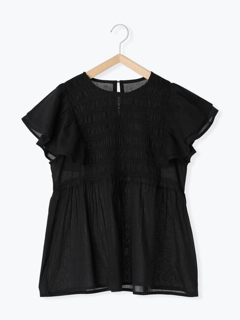 Samansa Mos2 blue「【Made in India】シャーリングブラウス」|シャツ・ブラウス|