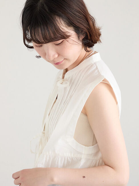 Samansa Mos2 blue「【Made in India】リボンベスト」|シャツ・ブラウス|