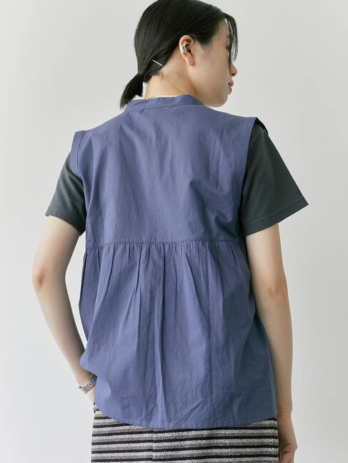 Samansa Mos2 blue「【Made in India】リボンベスト」|シャツ・ブラウス|