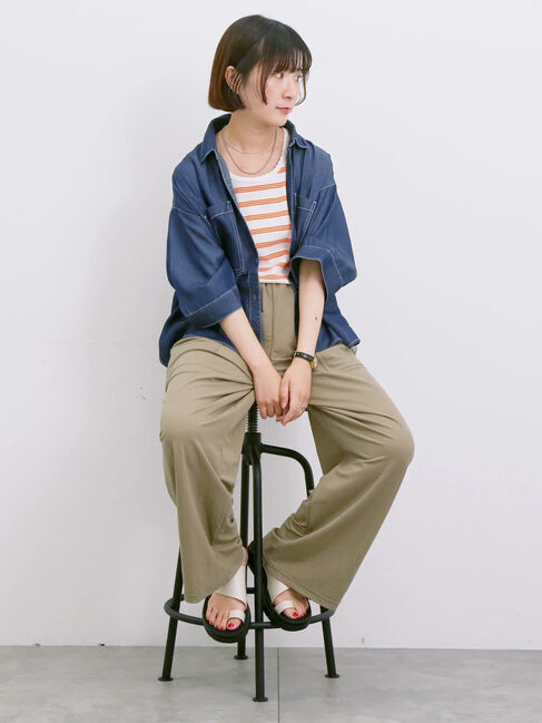 Samansa Mos2 blue「◎アソートリブタンク」|Tシャツ・カットソー|