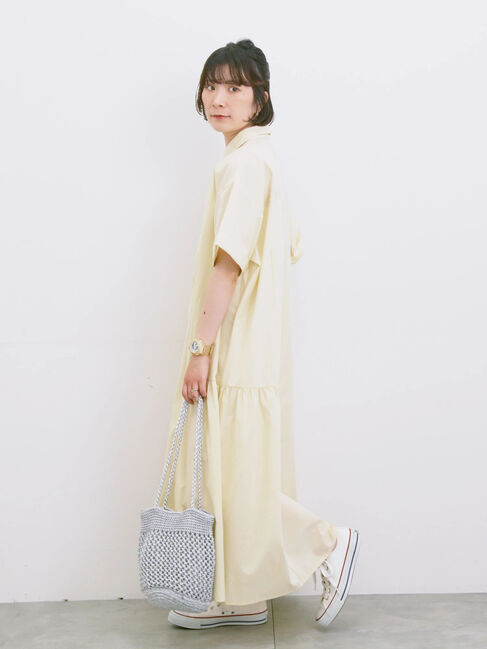 Samansa Mos2 blue「◎サイドギャザーシャツワンピース」|ワンピース|