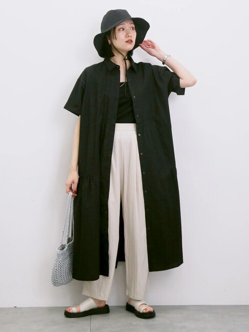 Samansa Mos2 blue「◎サイドギャザーシャツワンピース」|ワンピース|