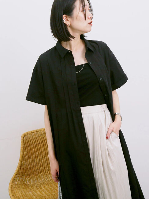 Samansa Mos2 blue「◎サイドギャザーシャツワンピース」|ワンピース|