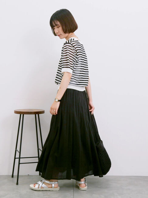 Samansa Mos2 blue「◎ボーダーニットプルオーバー」|ニット・セーター|