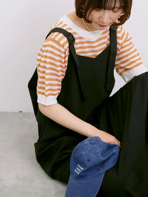 Samansa Mos2 blue「◎ボーダーニットプルオーバー」|ニット・セーター|