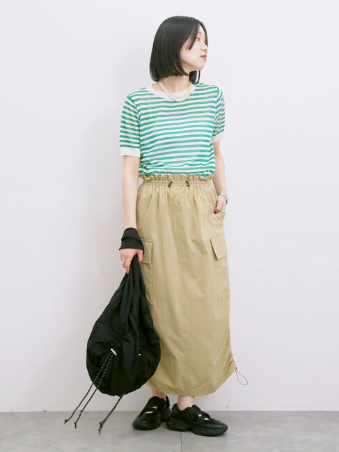 Samansa Mos2 blue「◎ボーダーニットプルオーバー」|ニット・セーター|