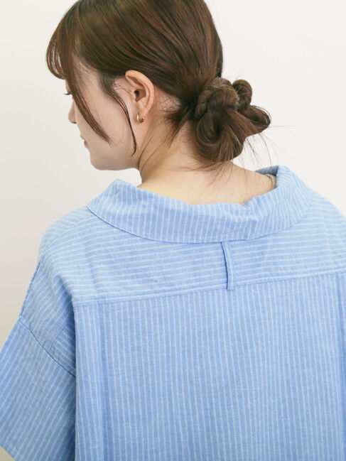 Samansa Mos2「【クールコットン】柄アソートスキッパーチュニック」|シャツ・ブラウス|