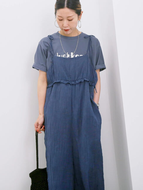 Samansa Mos2 blue「【接触冷感】ロゴプリントTシャツ」|Tシャツ・カットソー|