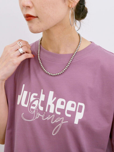 Samansa Mos2 blue「【接触冷感】ロゴプリントTシャツ」|Tシャツ・カットソー|