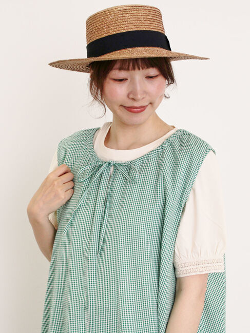 Samansa Mos2「【汗染み防止】袖口レースパフスリーブTシャツ」|Tシャツ・カットソー|