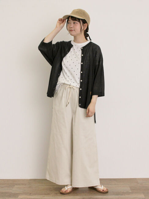 Samansa Mos2「[接触冷感]花刺繍七分袖クルーネックカーディガン」|カーディガン|