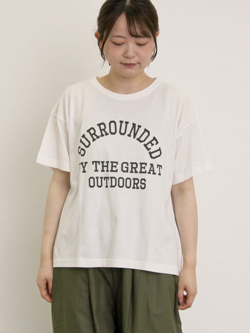 Samansa Mos2「【オーガニックコットン】ロゴプリントTシャツ」|Tシャツ・カットソー|
