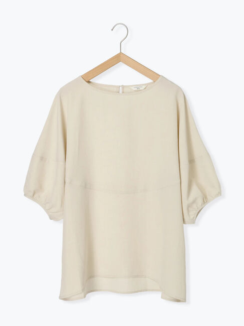 Samansa Mos2 blue「リネンタッチバルーンスリーブブラウス」|シャツ・ブラウス|