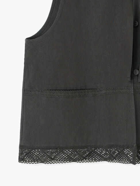 Samansa Mos2「レース付きリボン開きベスト」|ダウンベスト・ベスト|