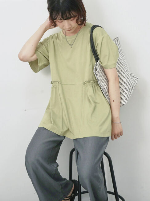 Samansa Mos2 blue「フリルチュニック」|Tシャツ・カットソー|