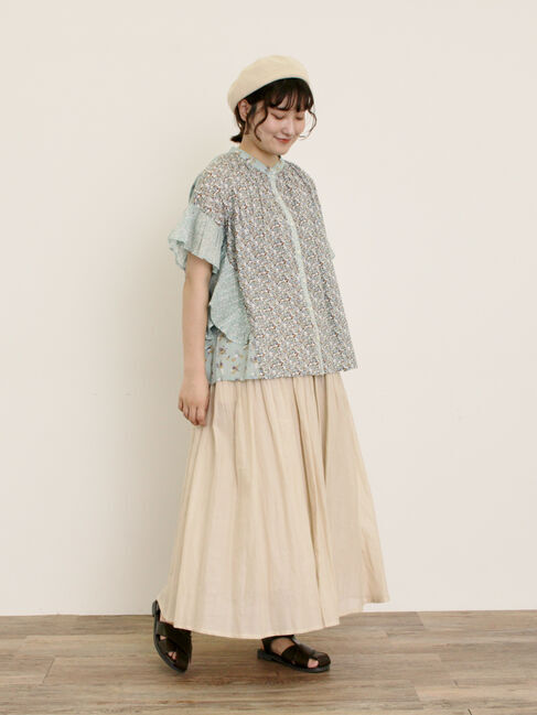 Samansa Mos2「インド柄アソート袖フリルブラウス」|シャツ・ブラウス|