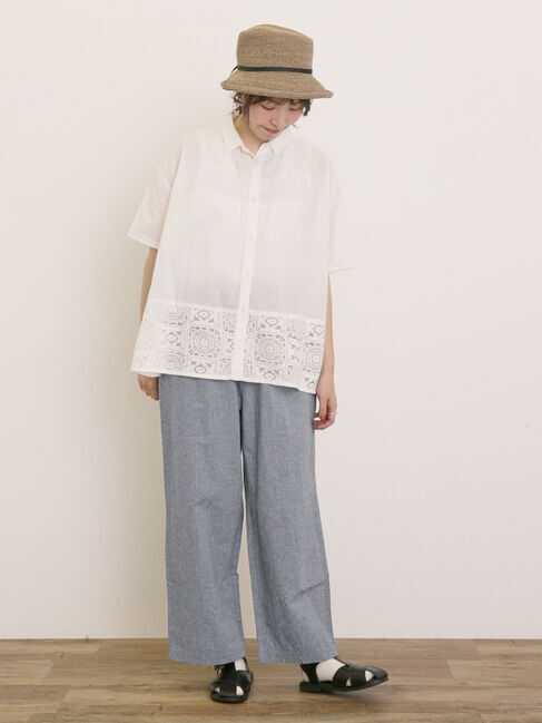 Samansa Mos2「インド裾レースシャツ」|シャツ・ブラウス|