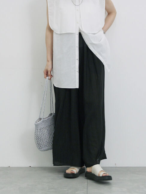 Samansa Mos2 blue「楊柳ガウチョパンツ」|その他|